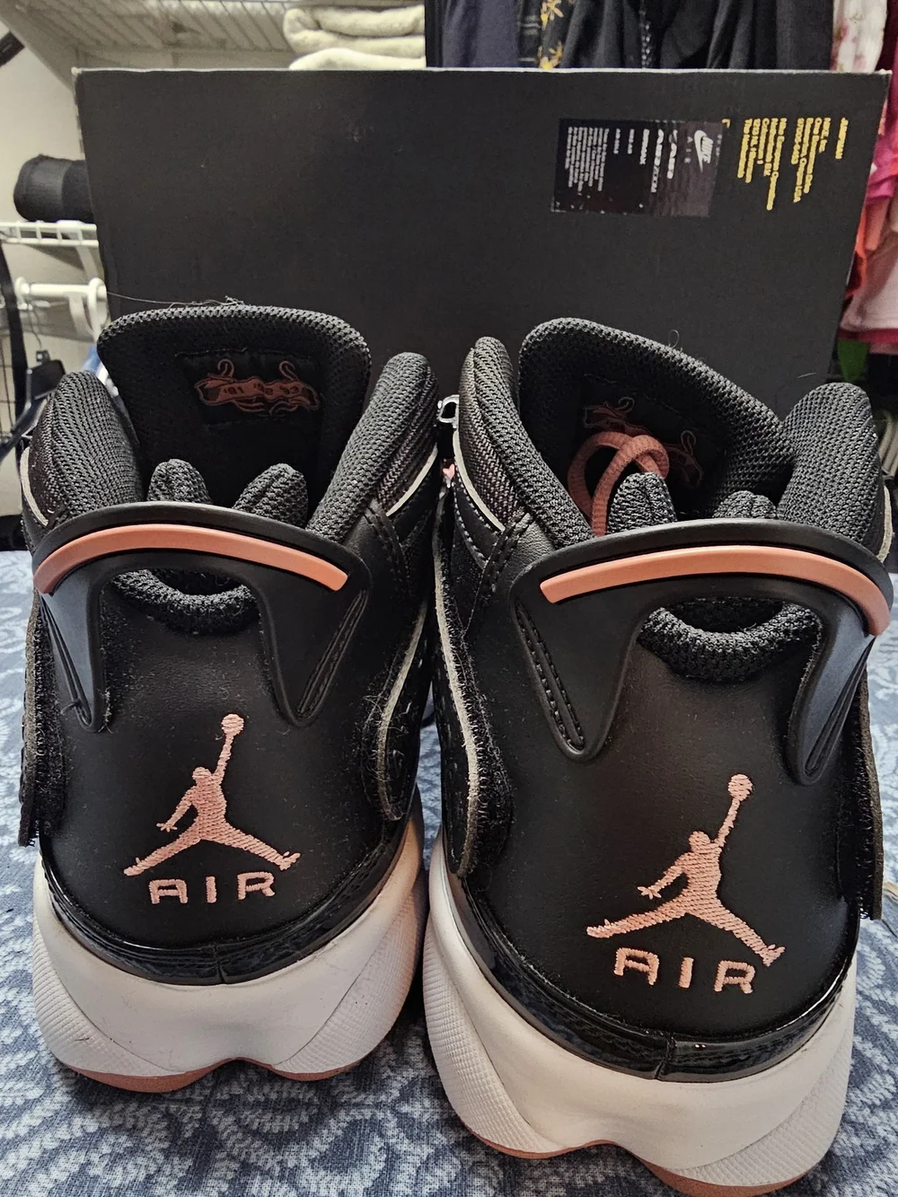 Nike Air Jordan 6 Rings Mens Black and Rust Pink High-Top Basketball Shoes
